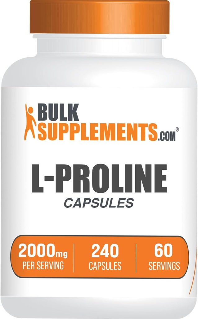 BulkSupplements.com L-Prolineカプセル - アミノ酸サプリメント、L-Proline 2000mg、Prolineサプリメント - グルテンフリー、サービングあたり4カプセル、240カウント(パッケージ1)