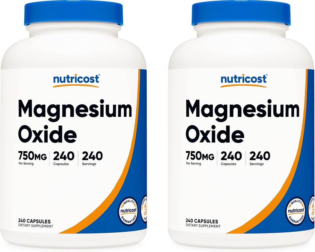 Nutricostのマグネシウムの酸化物750mgの240のカプセル(2本のびん)