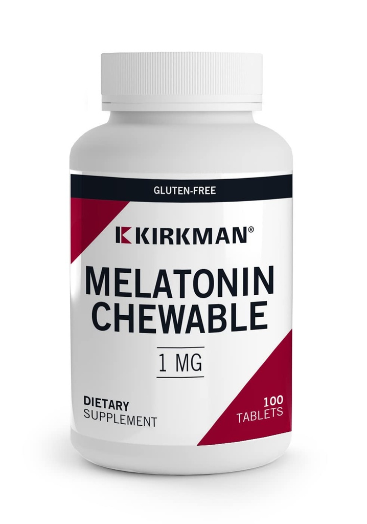 Kirkman - Melatonin 1mgの咀嚼可能なタブレット - 100錠 - 睡眠を促進します - ミント風味をリフレッシュ - Hypoallergenic
