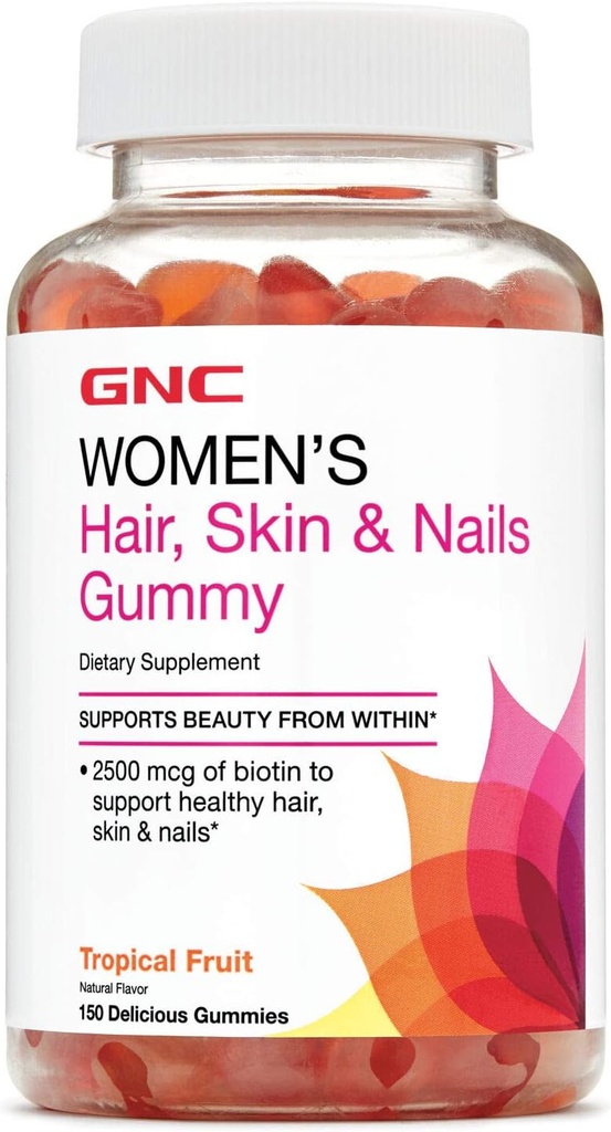GNC の女性の毛、皮及び釘の Gummy - 熱帯フルーツ、150 のグミーは、強く、健康な毛、皮および釘のための ビオチンを含んでいます