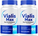 (2パック)男性のためのVialis Maxの丸薬 - 速い代理エネルギー、持久力および性能、VialisMaxのカプセルの高度の方式、2か月のための120のカプセルのための公式のVialisの最高の優れた男性サポート方式