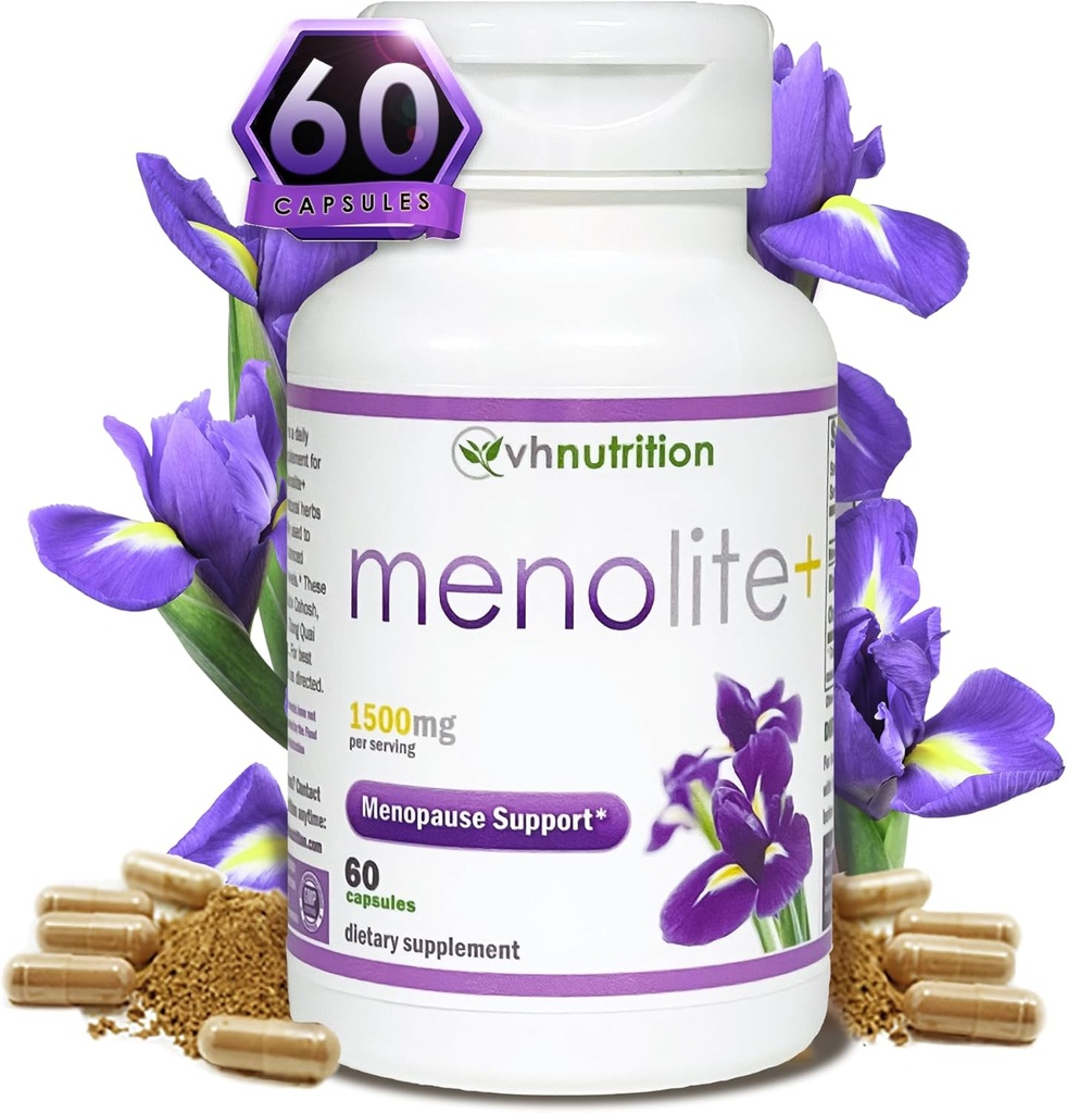 VH栄養MENOLITE+ | 女性のための更年期サプリメント* | 最大強度ホルモンサポート*とホットフラッシュ救済* | 月経閉症の自然な式 | 60カプセル