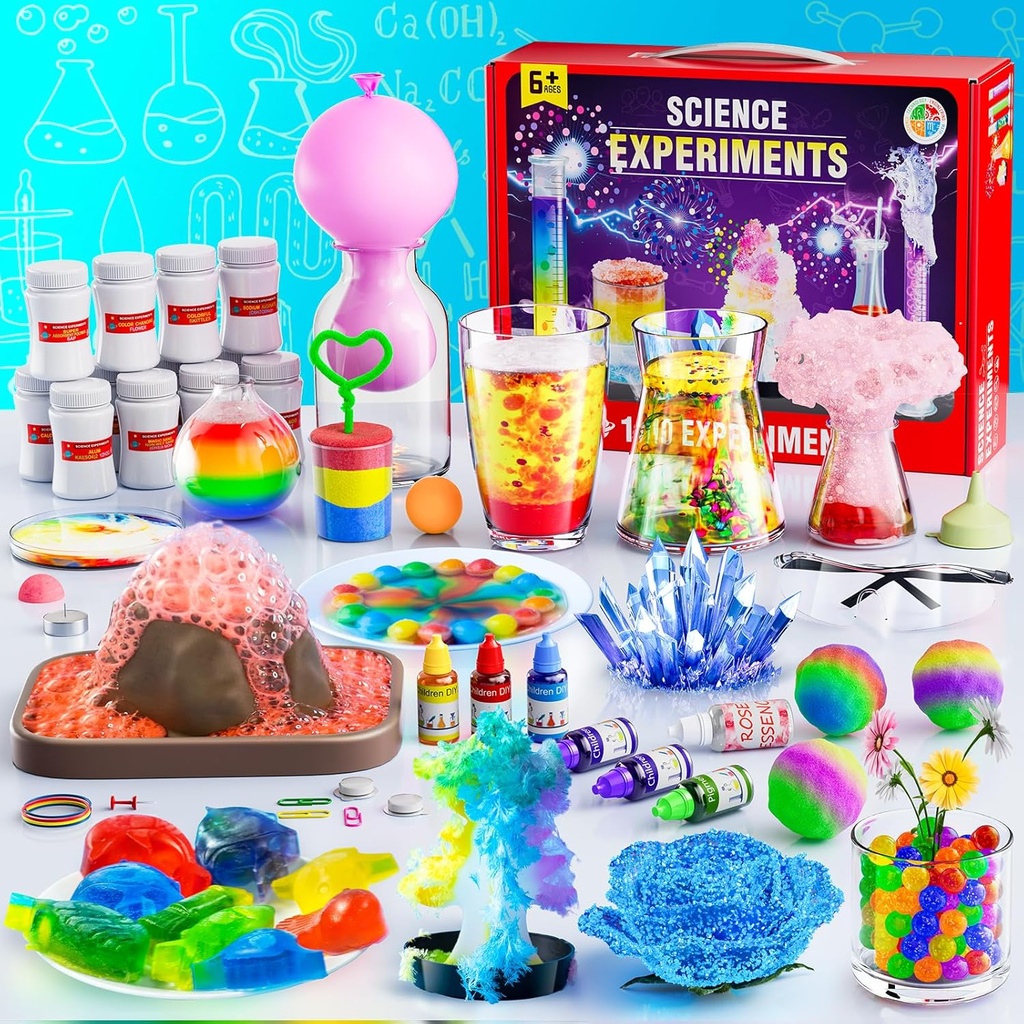 子供のための110ラボ実験科学キット - STEMプロジェクト教育科学おもちゃ 子供のための6 7 8 9 10 12歳、男の子と少女のためのクリスマス誕生日ギフト、化学セット、学習&教育