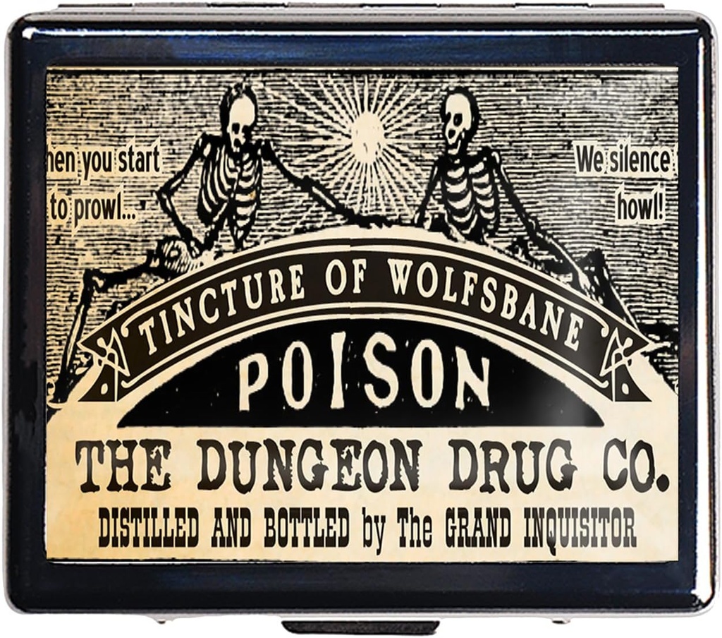 シルバーヴィンテージピイルボックス7日メタルピルボックス、ミラーと8コンパートメントキュートな旅行ピルオーガナイザー(ヴィンテージスカルポイソン)