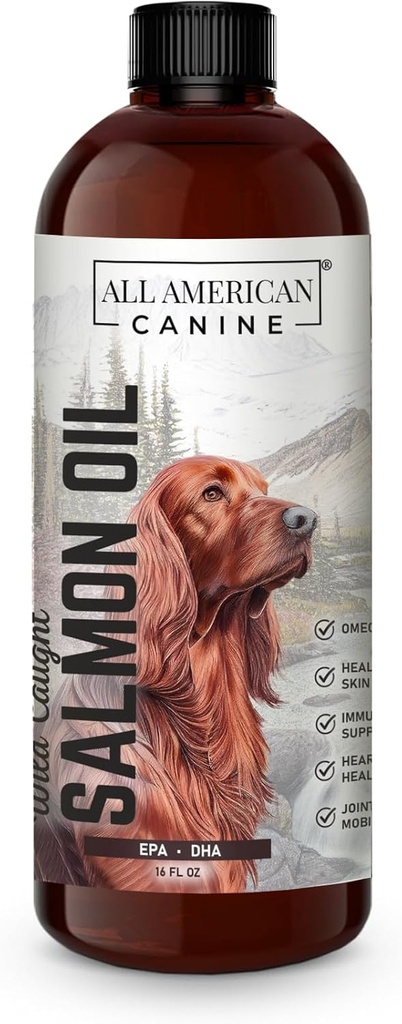 ワイルドキャッチサーモンオイル | 犬の皮膚、コート、ジョイント、免疫の健康のための最適ソースオメガ3魚油液食品サプリメント、16 fl oz