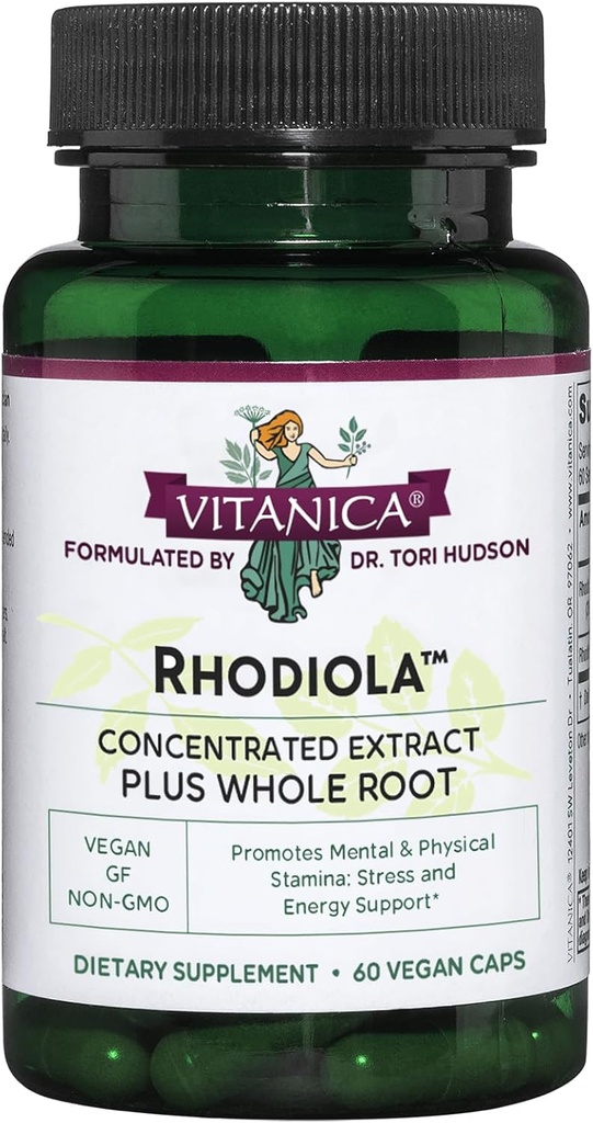 Vitanica Rhodiola Rosea Root Extract 200mg、Dr。 処方、3% Rosavins&1% Salidroside、Rhodiola Root 85mg、ビーガン、60カプセル