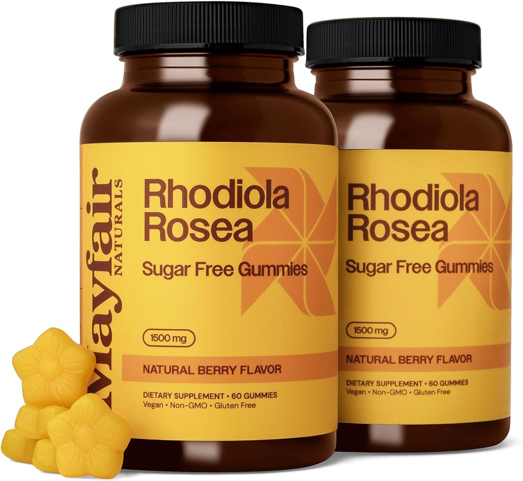 Rhodiola Roseaの砂糖の自由なグミー(2のパック)、食事療法の補足、1500mg、60のグミーそれぞれ(120合計)、自然な果実味