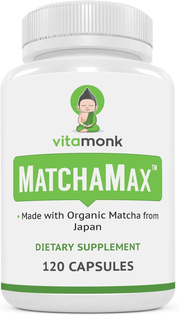MATCHAMAXTMオーガニック抹茶カプセル - 滑らかな禅と天然の気分ブーストのための純粋な有機抹茶グリーンティーピル - 抗酸化剤でパックビーガン抹茶サプリメント - 120ct
