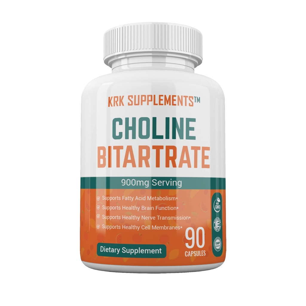 サービング90カプセルKRKの補足ごとの1つのパックのコリンのBitartrate 900mg