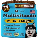犬のための天然犬会社25-in-1マルチビタミン咀嚼 - 180カウント値パック - 抗酸化剤、亜鉛&葉酸を備えた毎日のソフトドッグビタミン - 関節、皮膚&コート、免疫&心臓の健康をサポート