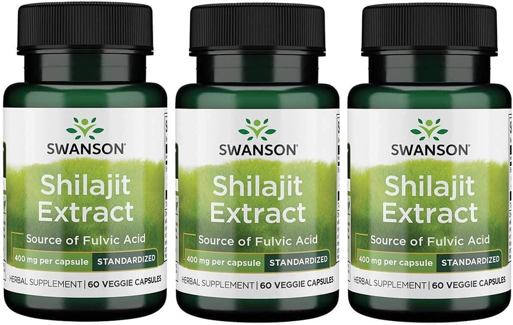Swanson Shilajit Extract - 細胞の成長を促進するハーブサプリメント - 全体的なウェルネスのための自然な式 - (400ミリグラム60ベジカプセル) 3パック