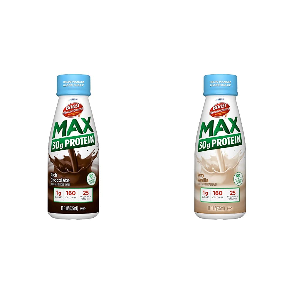 BOOSTのブドウ糖制御最高の30g蛋白質の栄養物の飲み物、12の豊富なチョコレート+ 12の非常にバニラ(24のパック)