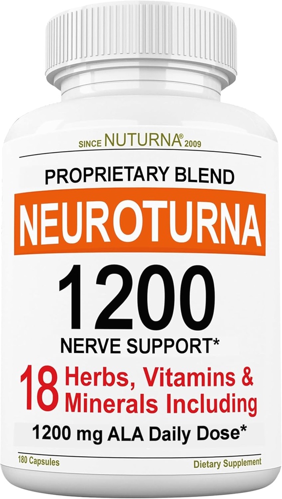 Neuropathy Support Supplement with 1200 mg Pure Alpha Lipoic Acid - Maximum Strength Nerve Formula to Fortify Nerves in Fingers, Hands, Toes, & Feet - Best Natural Nerve Relief Support - 180 Capsules