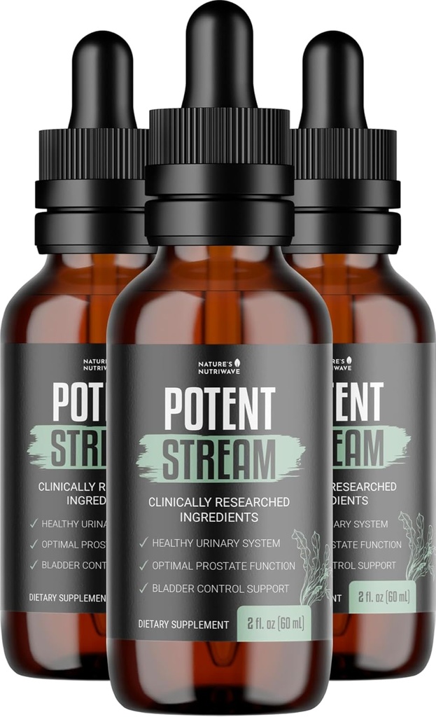PotentStream Drops - Original Formula, Natural Liquid Supplement with Plant Extracts | 100% Natural, Made in USA, 3 Month Supply