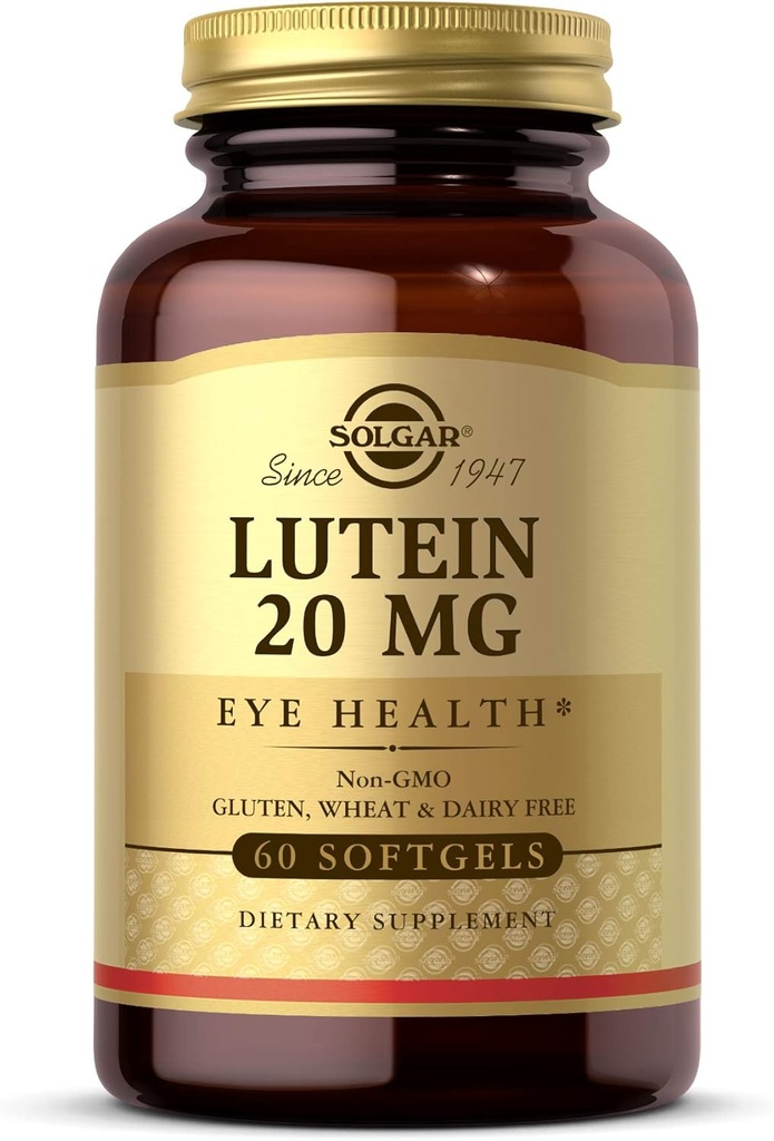 Solgar Lutein 20mg、60 Softgels - サポート目の健康 - フィルタアウトブルーライト - フローラGLO Lutein - 非GMO、グルテンフリー、酪農場無料 - 60のサービングが含まれています