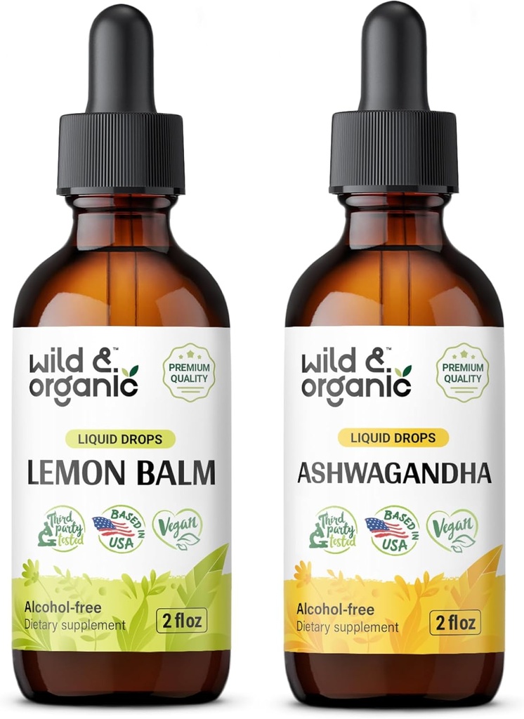 ワイルド&オーガニックレモンバームチンチュール 2 fl oz & Ashwagandha Tincture 2 fl oz