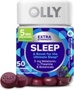 OLLY 余分な強さの睡眠の Gummy、5 の mg の Melatonin、L-Theanine、Chamomile、レモン バルム、睡眠の援助、BlackBerry - 50 の計算