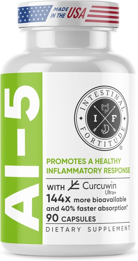 腸の高度AI-5 - 消化管の草のカプセルの補足w/CurcuWIN、Turmeric、Curcumin、Boswellia Serrata、Grot&DigestiveHealthサポート、非GMO、酪農場のためのジンジャーの根及びEGCGの緑茶