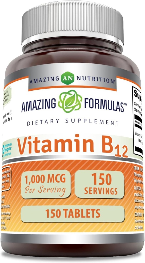 Amazing Formulas Vitamin B12 Supplement | 1000 Mcg per Serving | Tablets | Non-GMO | Gluten-Free | Made in USA (1 Pack, 150 Count)
