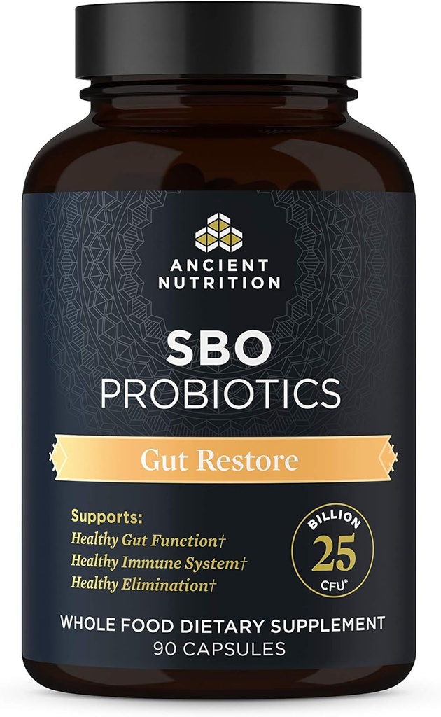 古代栄養プロバイオティクス、SBO Probiotics Gut Restore 90 Ct、Gut Health、Digestive、Immune Support、Gluten Free、Superfoods Blend、25 Billion CFUs* Perサービング、90カプセル