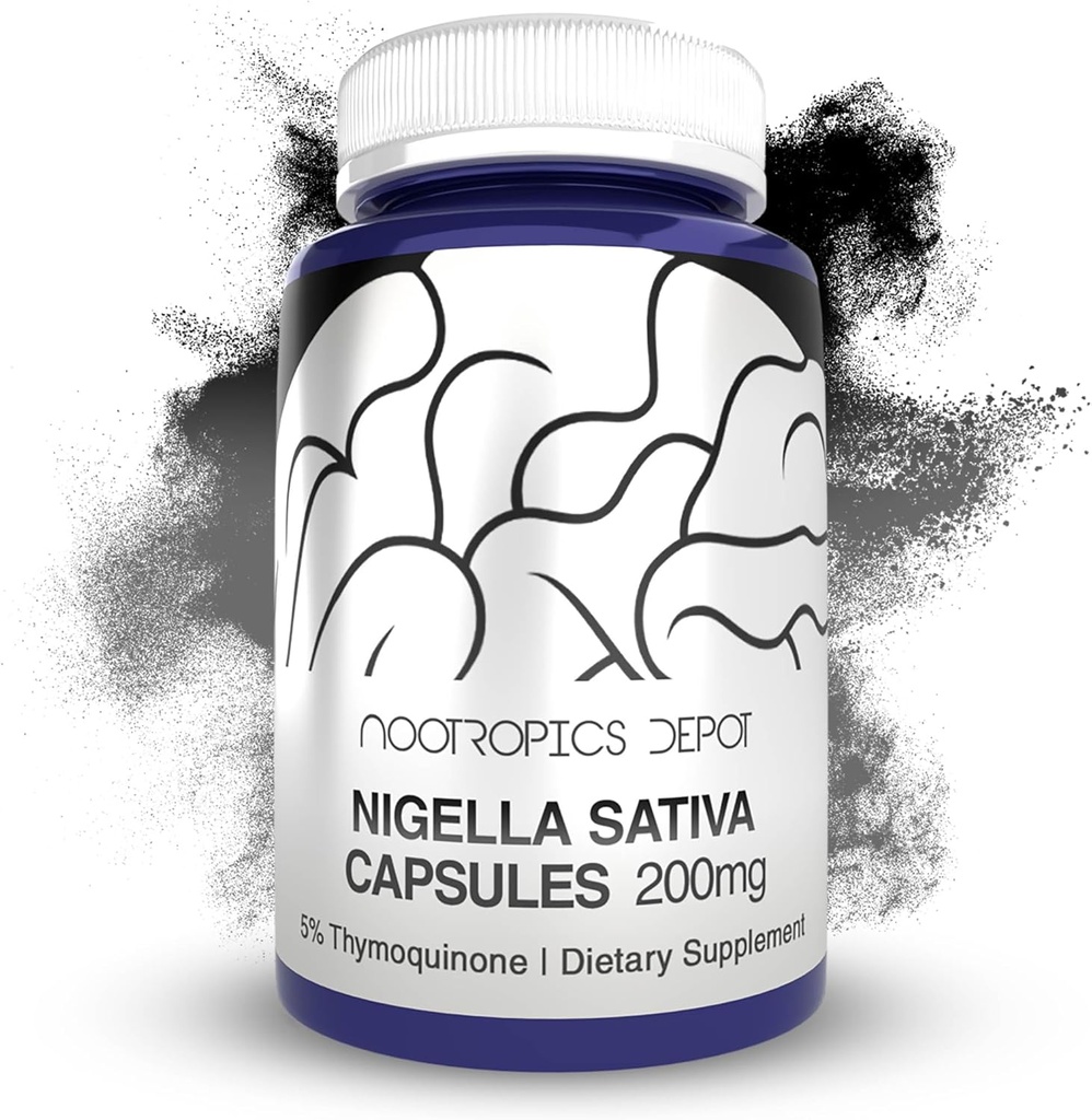 Nootropics Depot Nigella Sativa Extract Capsules | 200mg | 60 Count | Minimum 5% Thymoquinone Content | Black Seed Oil Extract | Supports Memory, Liver, Brain, and Immune Function
