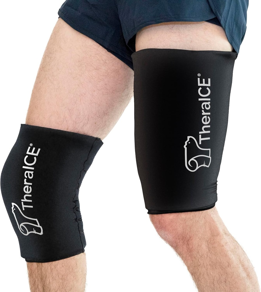 Theraice Kneeのアイスパックは傷害、再使用可能なゲルの冷たいパックの支柱のための圧縮の袖を肘、足首及びカルフのためにまた包みます - メニスカス、ACL、MCLの痛みの軽減のための適用範囲が広い冷たい覆いの回復(XL)