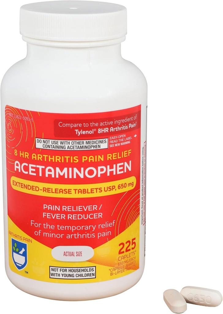 Rite Aidのアセトアミノフェン650mg関節炎の延長解放の小冊子- 225の計算