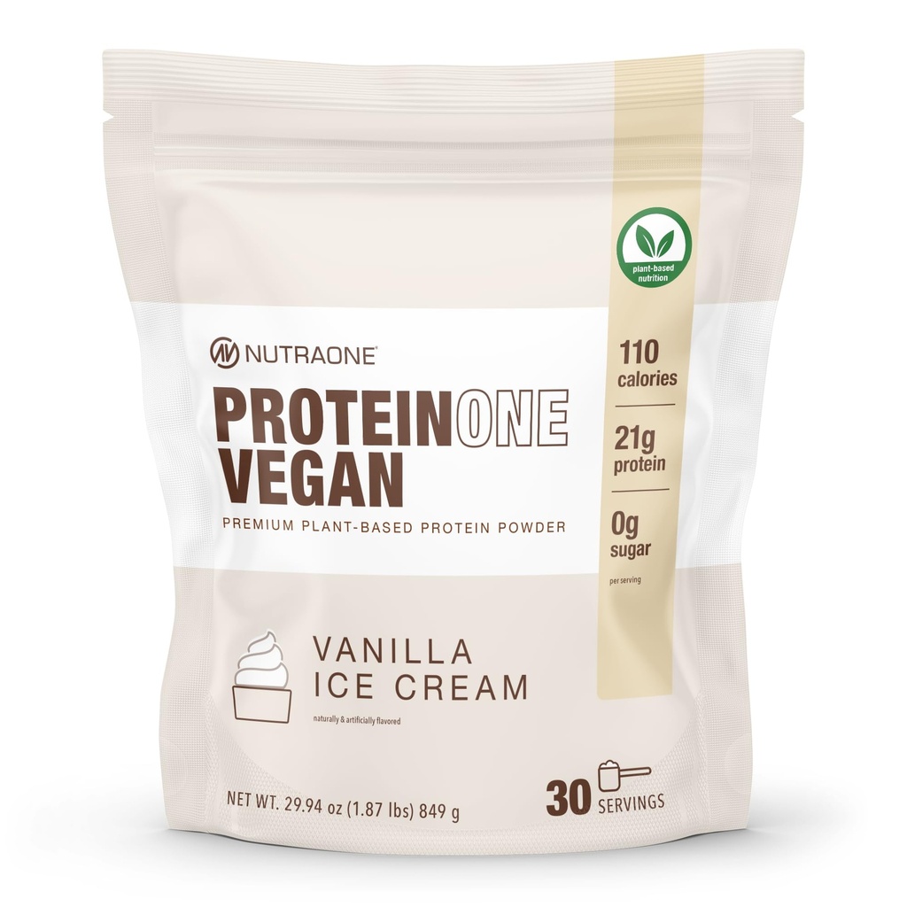 NutraOne ProteinOneビーガン植物ベースのプロテインパウダービーガンプロテインパウダー、乳製品フリー、エンドウ豆とライスプロテイン(バニラアイスクリーム)
