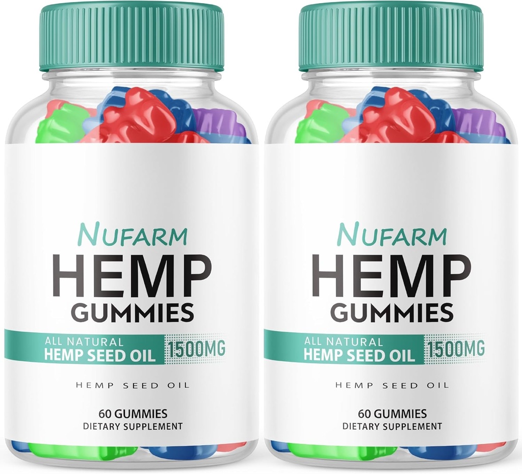 (2パック) Nufarm Hemp Gummies - 公式フォーミュラ - 性能麻抽出物とニューファームグミー、Nuファームグミー素晴らしい味、Bio Healビッグサイズグミー、新しい2023 1500mg/ボトルニュー(120グミー)