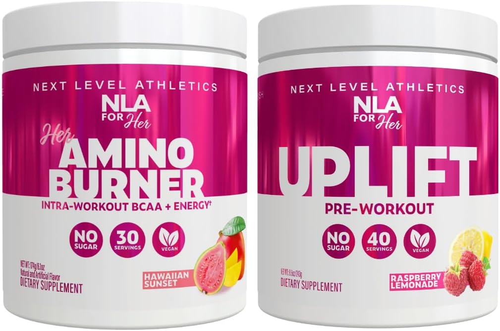 NLA for Her Pre/Intra Workout Stack (Thermogenic Amino Hawaiian Sunset とUplift Pre Workout Raspberry Lemonade を含む)