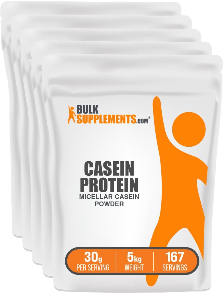 BulkSupplements.comカゼインプロテインパウダー - Micellarカゼインパウダー、スローダイジェストプロテイン - Unflavored&グルテンフリー、30g/サービング、1kg(2.2ポンド)(5パック)