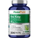 NusaPure海ケルプナチュラルイオジン325mcg 10:1抽出物、65mg相当650mgカプセル200カウント(非GMO、ビーガン)