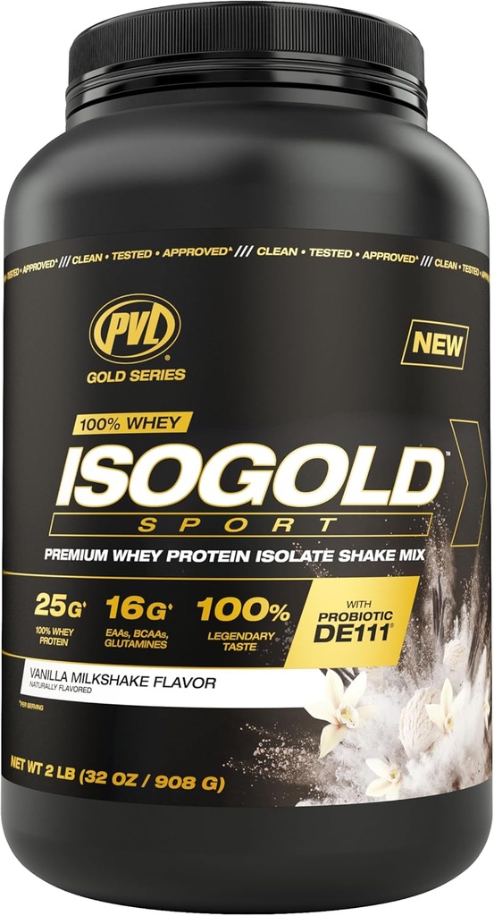 PVLゴールドシリーズ - 100%のWhey ISOGOLDスポーツ - プレミアムWheyプロテインアイソレートシェイクミックス - 2 LB - バニラミルクセーク