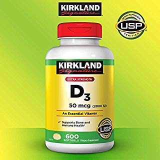 キルクランドの署名はより多くの余分強さD3 50のmcg、600のSoftgelsを期待します