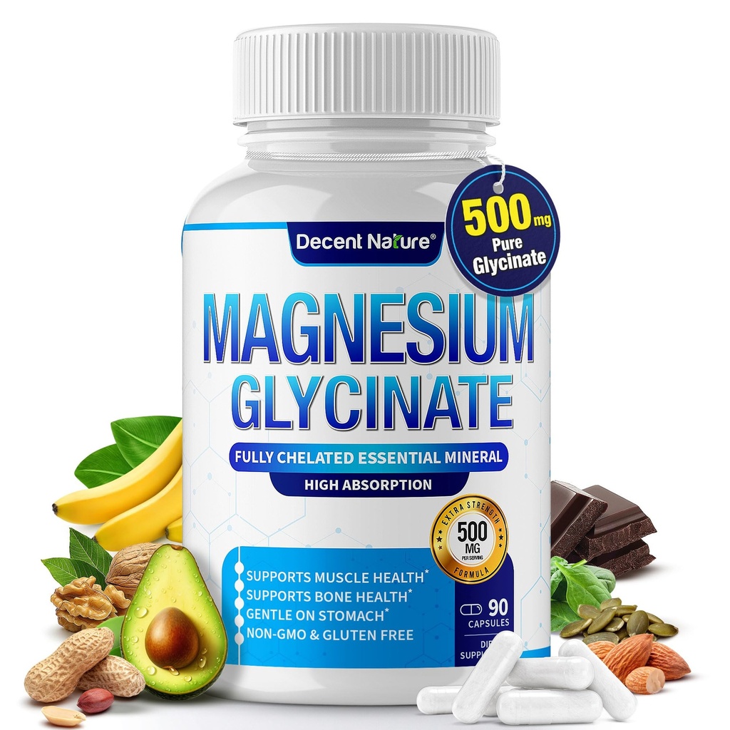 マグネシウムのGlycinate 500mgのマグネシウムの補足-高い吸収及び生物学的利用性サポート睡眠、筋肉、骨、ポンプ、回復及びエネルギー、ビーガン非GMO 90のカプセルのためにChelated