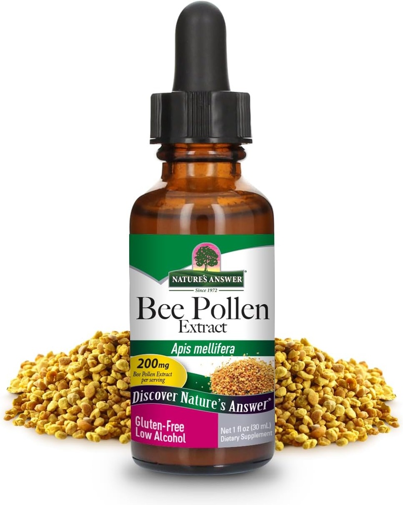 Nature's Answer Bee Pollen 1 Ounce - プロポリスと有機低アルコール液体エキス - Gluten Free、コーシャ、米国製 - Bee Pollen Total Wellness