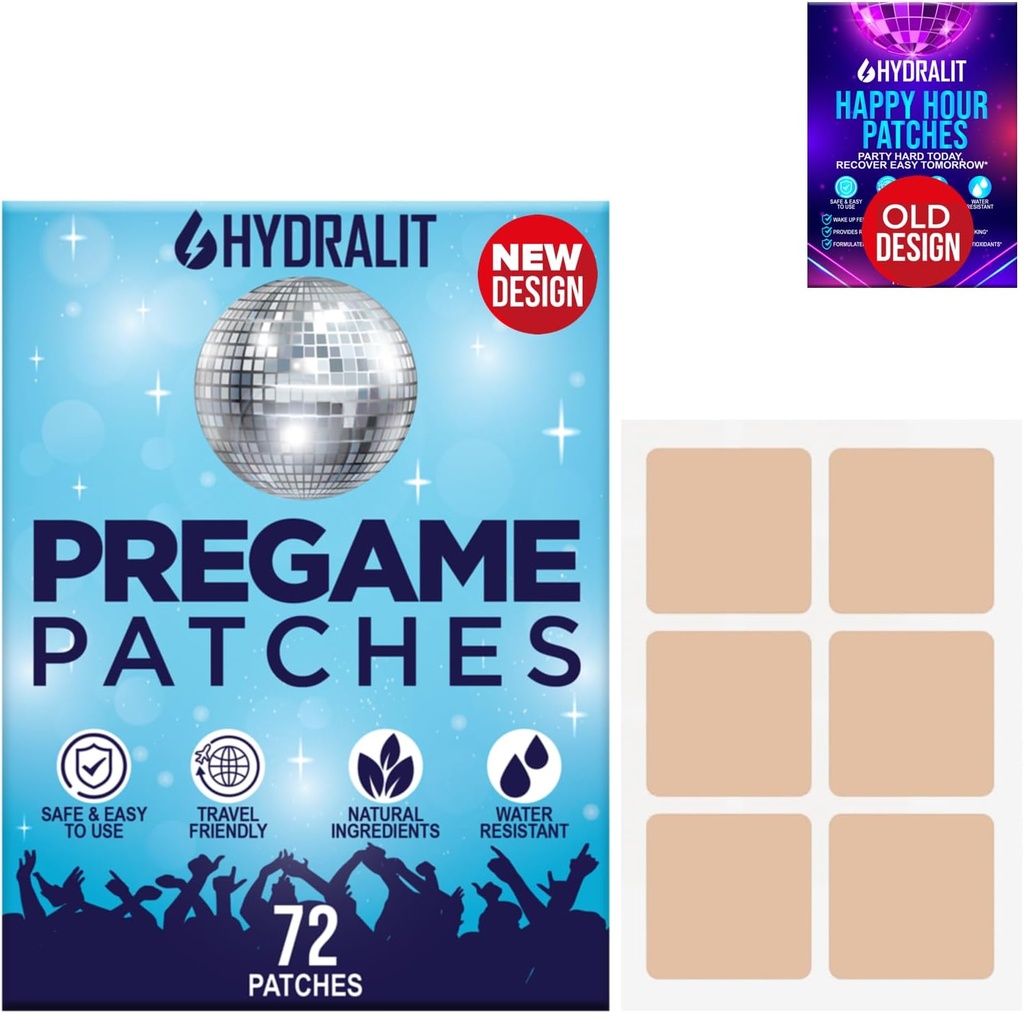 Happy Hour Hangover Patches Party Aid Hydration Drinking Relief Alcohol Recovery Patch Long-Lasting Natural Formula Better Mornings After Night Out Wake Up Refreshed Pregame 72 Pack