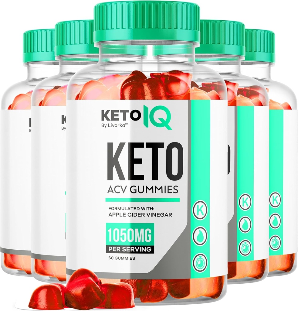 (5パック) Keto IQ - 公式Keto IQ ACV Gummies Premium All Natural 1050mg、KetoIQ Apple Cider Vinegarアドバンストフォーミュラ、KetoIQのレビュー、KetoIQ Gummys ACVサポート、5ヶ月間300ガミー