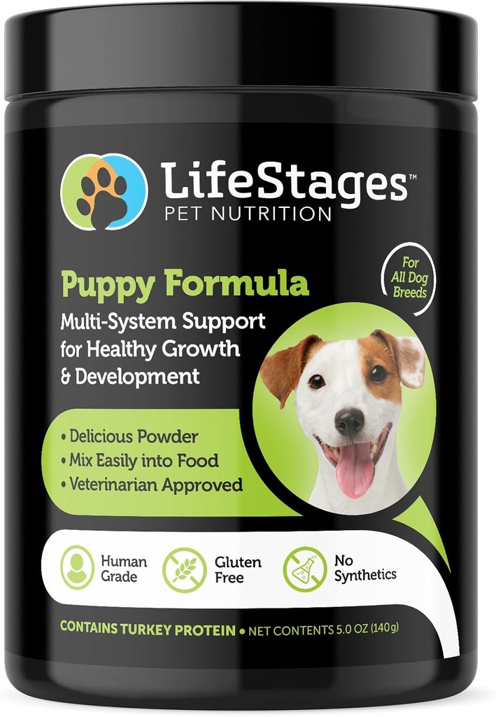 Stage 1: Puppy Formula 0-3 Years for Dog Weight Gain, Muscle & Joint Development, Healthy Skin & Coat | Omega 3 & 6, Spirulina, Vitamin B6 & Probiotics - Vet Approved