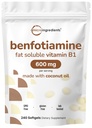 マイクロ成分ビタミンB1 Benfotiamine 600mg/サービング、240ココナッツオイルSoftgels | Bioavailable Bビタミンサプリメント、アクティブティアミンに変換 | 非GMO、大豆無料