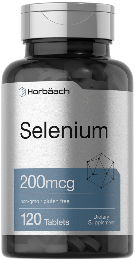 ホルバハチ・セレンサプリメント レディース&メンズ | 200mcg | 120錠 | セレン・イースト | ベジタリアン・非GMO・グルテンフリー対応商品