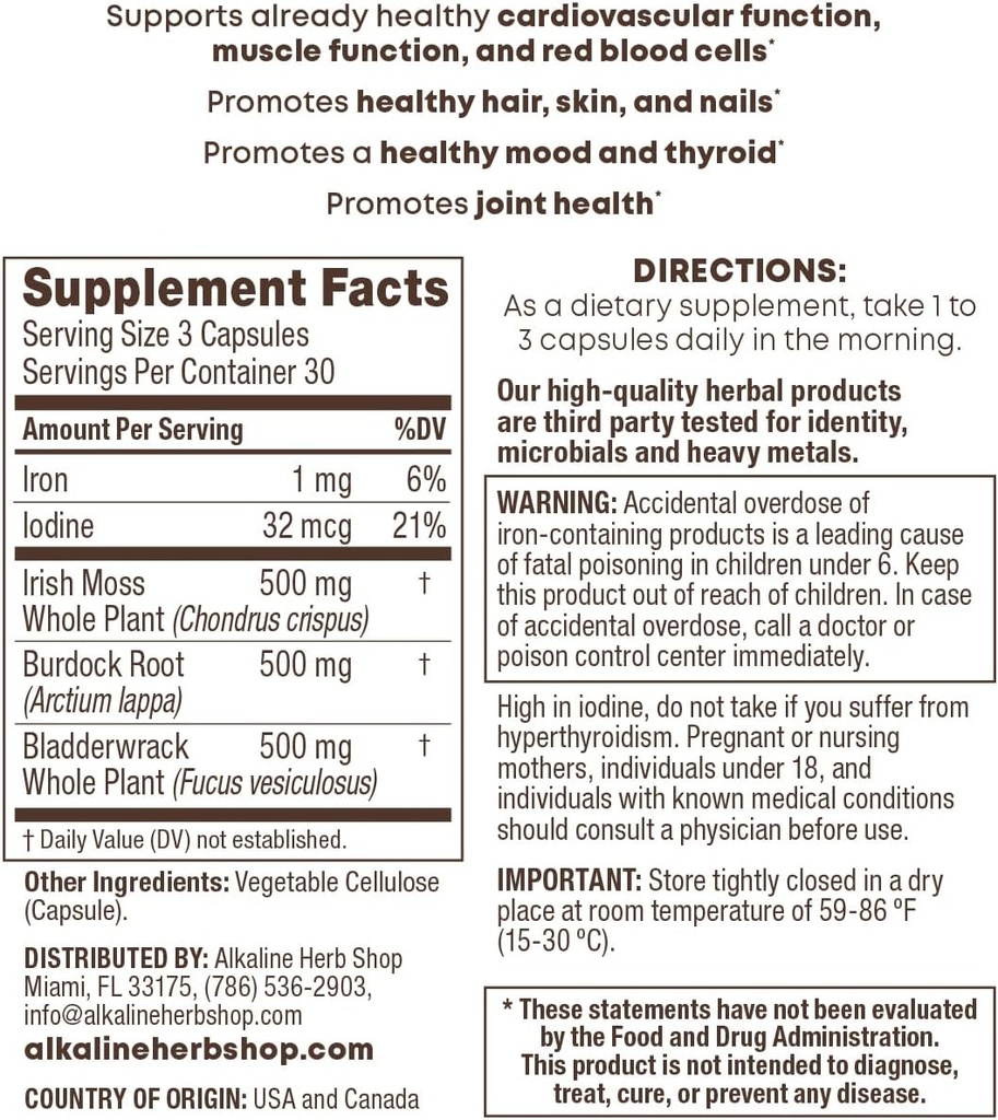 アルカリンハーブストアシーモス、ブルドックルート、およびブラッドダーラックサプリメント90カプセル