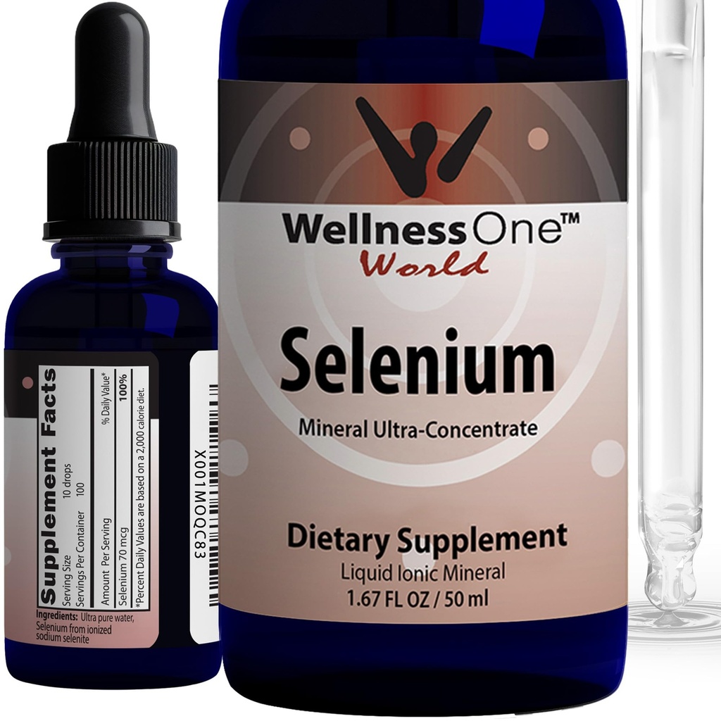 WellnessOneの液体のセレニウムの補足-イオン化されたセレンの液体は70のmcg - 酸化防止剤、心血管および免疫サポート-米国によってテストされる、ビーガン、非GMOのグルテンフリー、Unflavored - 1.67のflのozを落ちます