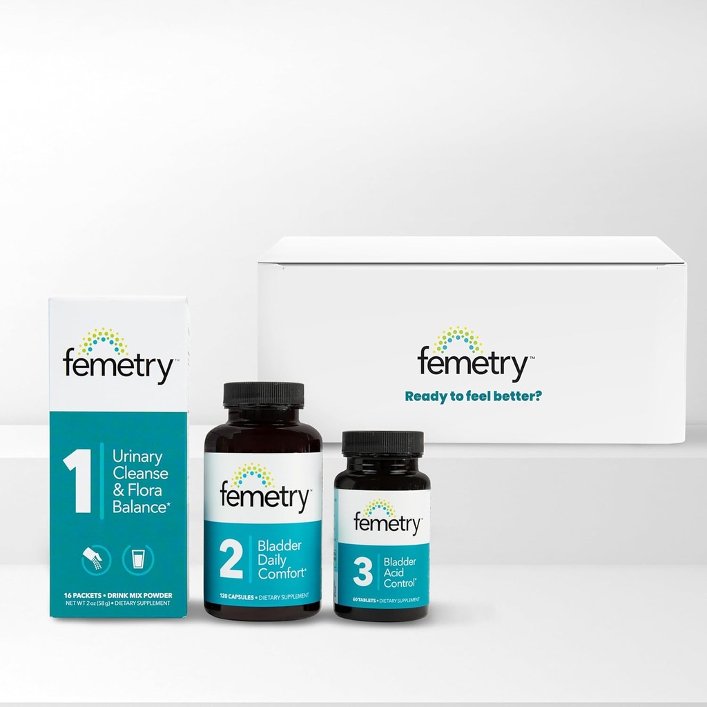 Femetry Bundle — Urinary & Bladder Support Kit: Urinary Cleanse & Flora Balance, Bladder Daily Comfort & Bladder Acid Control – IC/BPS UTI Relief, Clinically Formulated by Urogynecologists