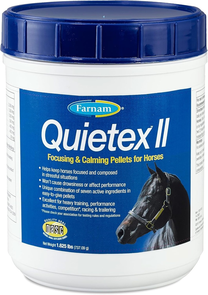Farnam Quietex II 馬 Calming サプリメント ペレット, 神経行動を管理し、馬のカルムを維持し、ストレスの多い状況で構成, 1.625 Lbs, 26 日 供給