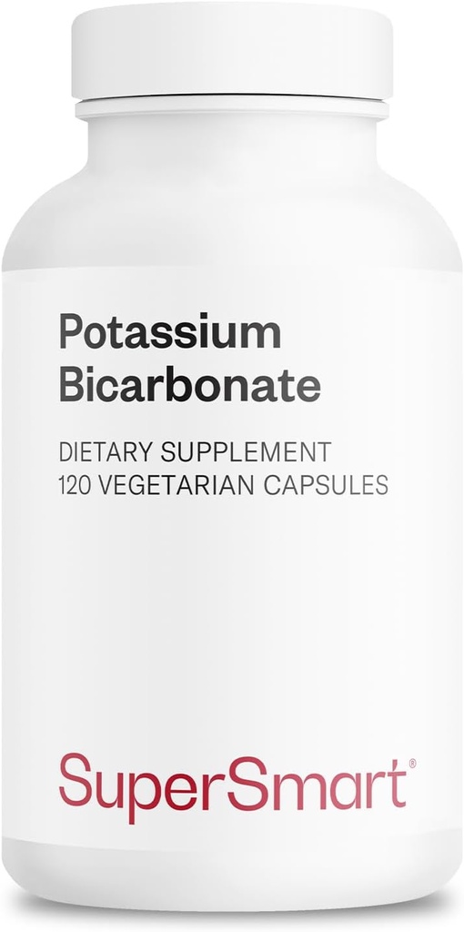 Supersmart - Potassium Bicarbonate 5400mg per Day (High Dose) - Electrolyte Mineral - Acid-Base Balance pH - Heart, Muscle & Nerve Health | Non-GMO & Gluten Free - 120 Vegetarian Capsules