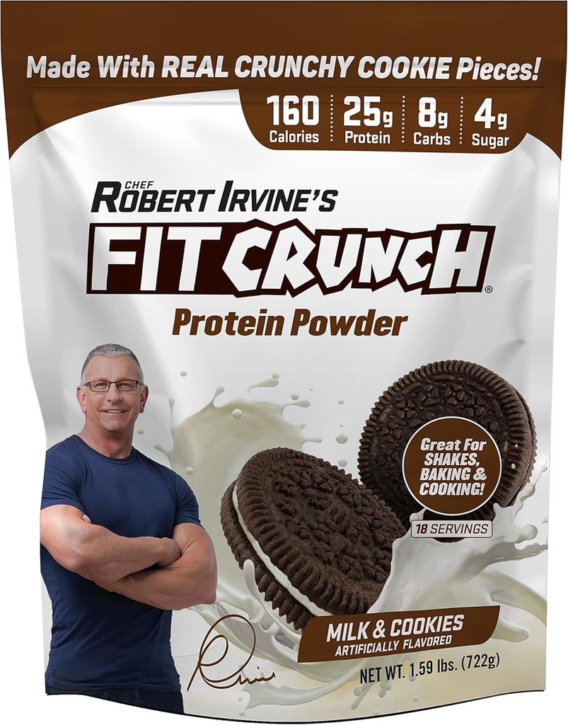 FITCRUNCH Tri-Blend Whey Protein、Keto Friendly、Low Calories、High Protein(18 サービング、ミルク&クッキー)