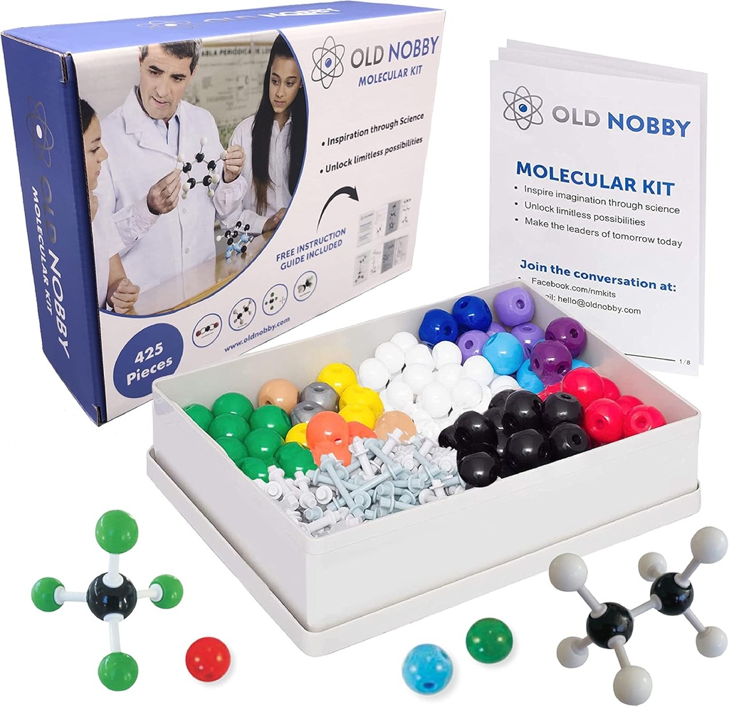 古いNobby Organic Chemistry Set (425 pc) Atoms、ボンド、ガイド、ボンド除去ツール付き分子モデルキット - STEM Science Kit for Kidsは、学生の先生のための化学セットをおもちゃ