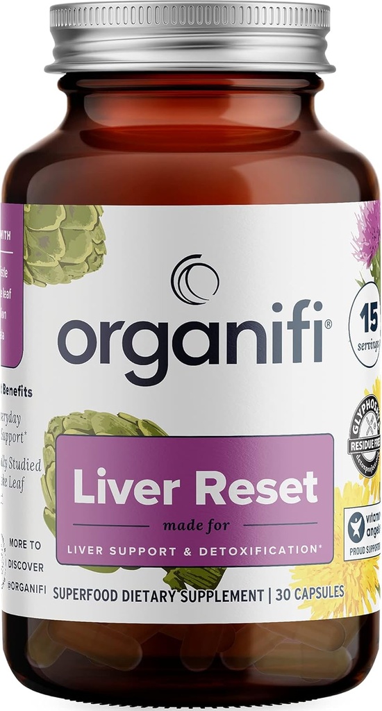 Organifi - Liver Reset - Liver Detox - Digestive and Immune Support - Promotes Cellular Energy Production, 30 Capsules
