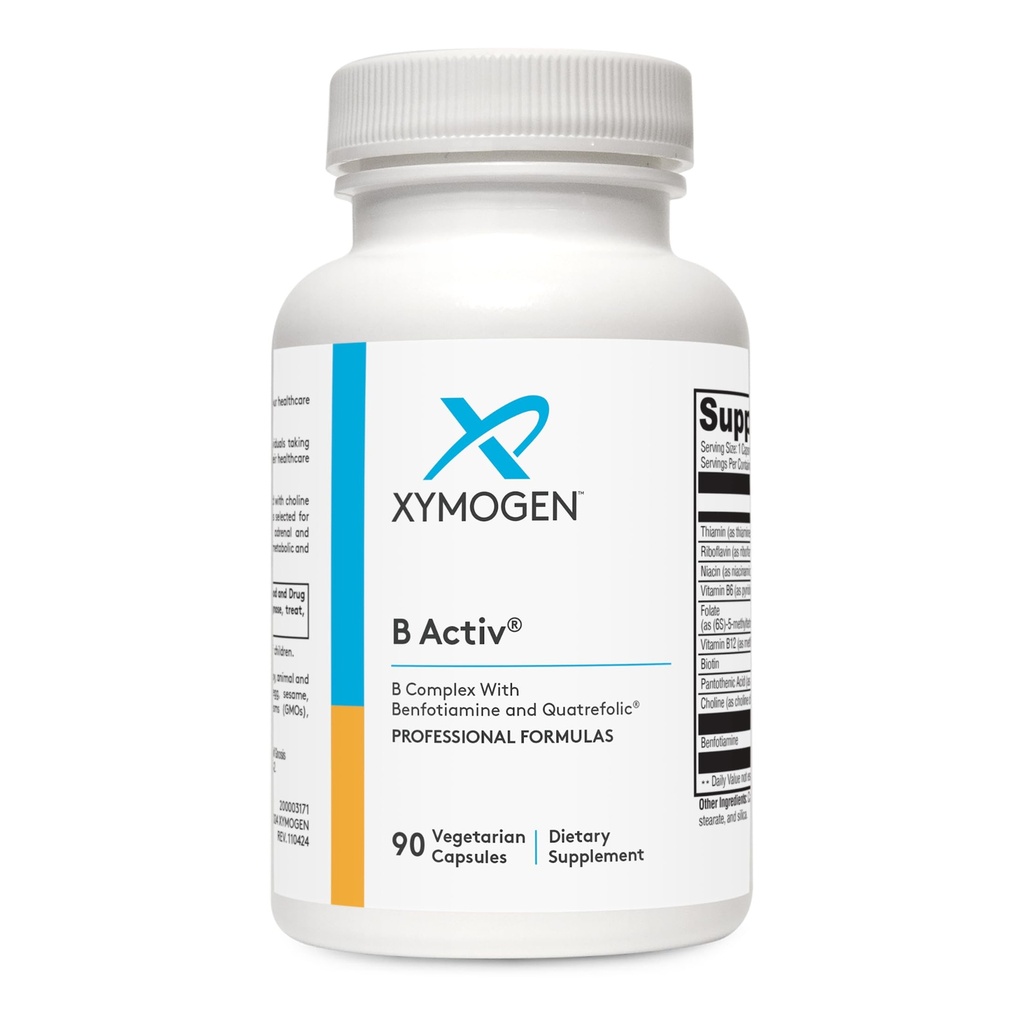 XYMOGEN BはBenfotiamine、Methylfolate、Biotin、ビタミンB6及びB12 (Methylcobalamin b12) - 副腎及び気分サポート(90のカプセル)のためのエネルギー補足とビタミンBの複合体を活動化させました